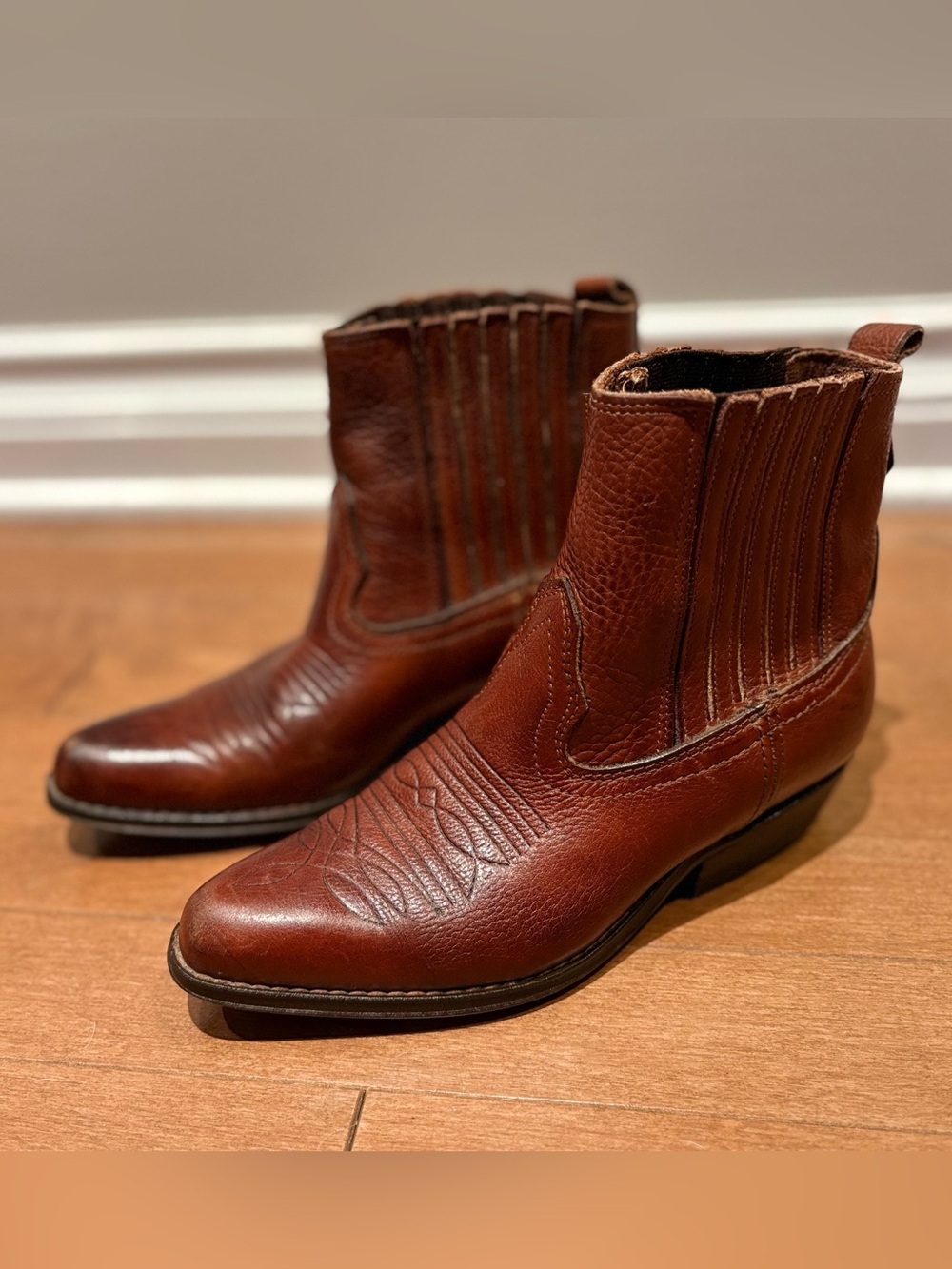 Vintage Joe Sanchez Leather Western Cowboy Ankle Boots - Size 35 (US Size 5)